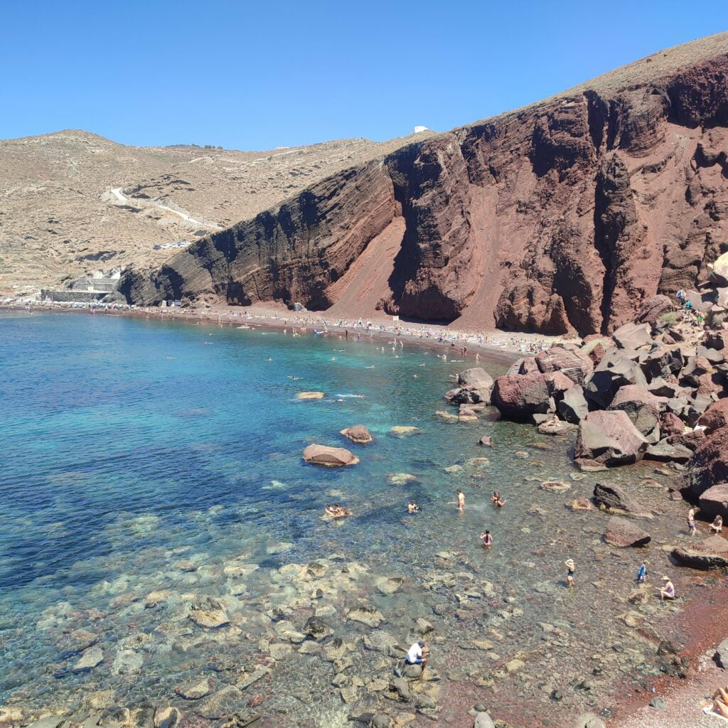 Red Beach Santorini, la vista della spiaggia rossa