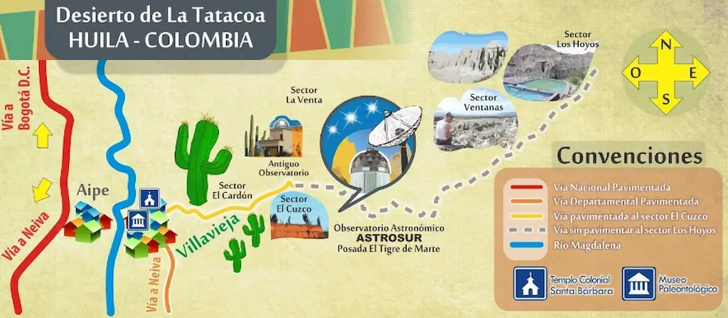 visitare il deserto del Tatacoa, mappa Tatacoa