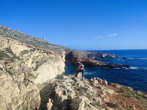 Dingli Cliffs a Malta, vista delle falesie verso la Blue Grotto